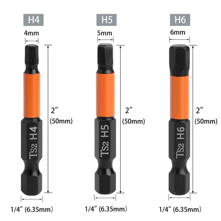 Set di 7 punte per cacciavite da 50 mm, con punte esagonali da 1,5 mm, 2 mm, 2,5 mm, 3 mm, 4 mm, 5 mm e 6 mm