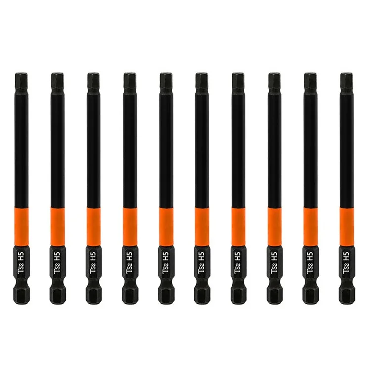 10PCS Hex Screwdriver Bit Set 100mm H5 TS2 Steel Magnetic Drill Bit for Electric Drill Screwdrivers