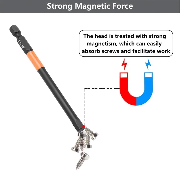 10PCS Hex Screwdriver Bit Set 100mm H5 TS2 Steel Magnetic Drill Bit for Electric Drill Screwdrivers