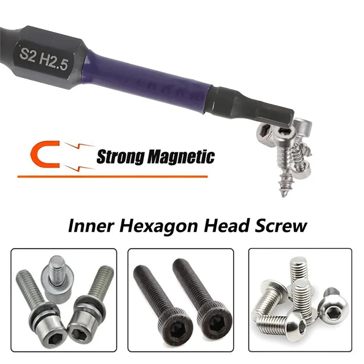 10Pcs  /  Set 50mm Rust Resistant S2 Alloy Steel Hex Shank Screwdriver Bits with Hanging Buckle