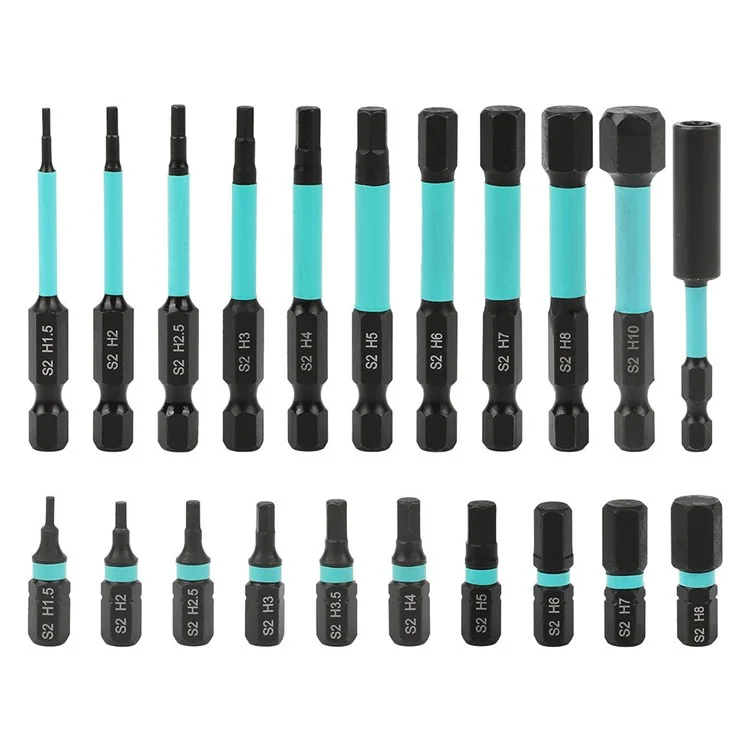 Ensemble de 22 pièces de douilles de tournevis magnétiques à tige hexagonale de 1/4 de pouce avec barre d'extension et mini-clé à cliquet