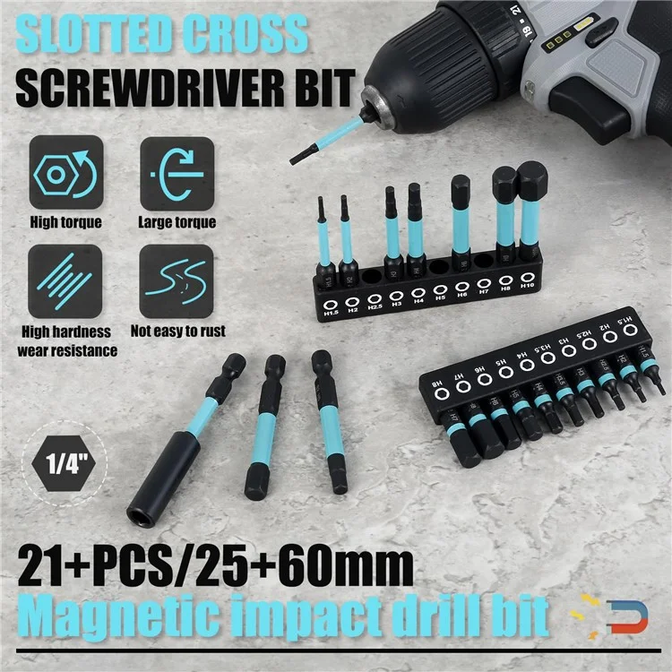 Ensemble de 22 pièces de douilles de tournevis magnétiques à tige hexagonale de 1/4 de pouce avec barre d'extension et mini-clé à cliquet