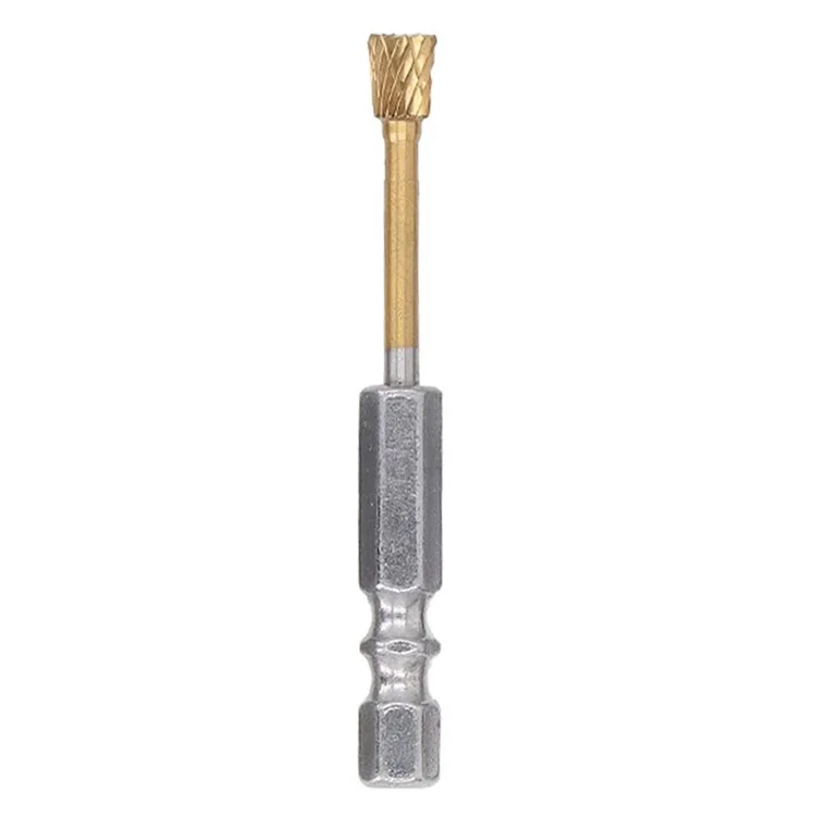 3-N6 64mm Titanium-Coated Double-Flute Carbide Rotary Burr File Grinding Drill Bit with 1 / 4" Hex Shank