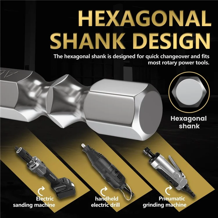 3-N6 64mm Titanium-Coated Double-Flute Carbide Rotary Burr File Grinding Drill Bit with 1 / 4" Hex Shank