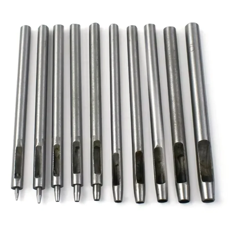 10Pcs / Set Leather Hole Punch Set Steel Round Belt Puncher DIY Leather Craft Tools