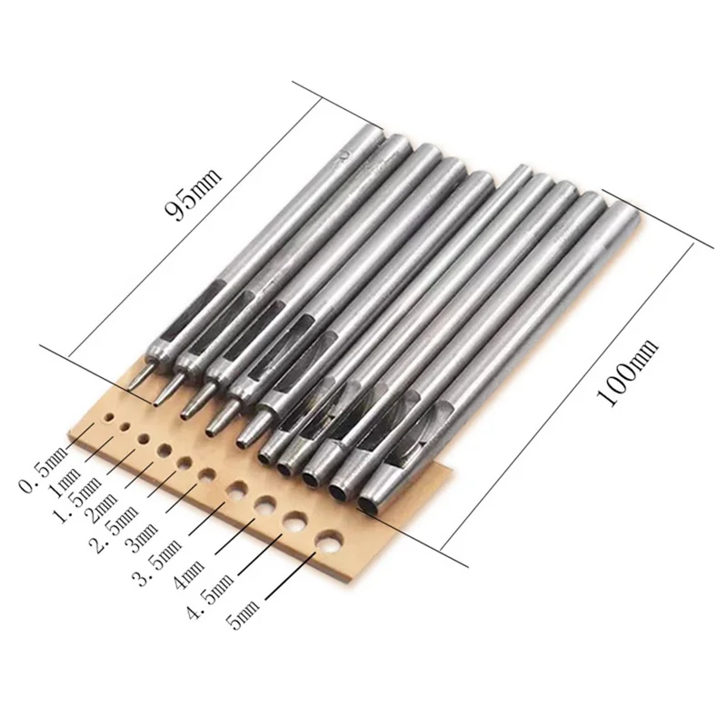 10Pcs / Set Leather Hole Punch Set Steel Round Belt Puncher DIY Leather Craft Tools