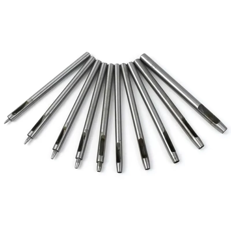 10Pcs / Set Leather Hole Punch Set Steel Round Belt Puncher DIY Leather Craft Tools