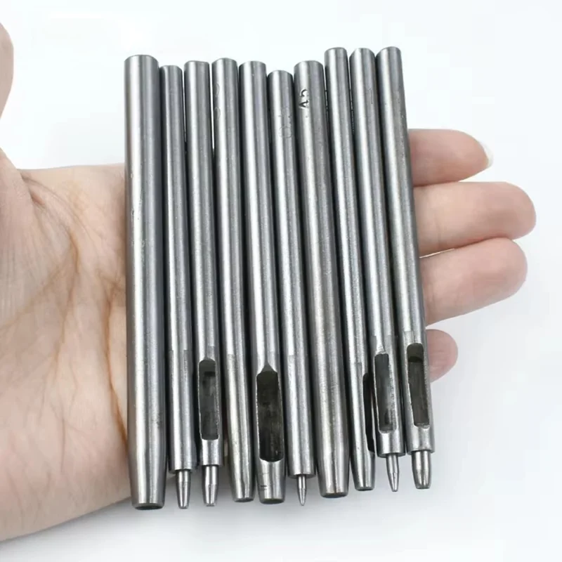 10Pcs / Set Leather Hole Punch Set Steel Round Belt Puncher DIY Leather Craft Tools