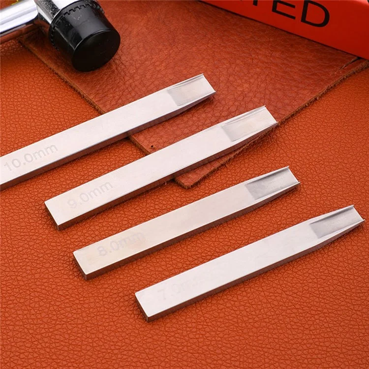 4Pcs / Set 7mm 8mm 9mm 10mm Leather Crafting Tools High Carbon Steel Weaving Cutter Leather Strips DIY Punch Tool
