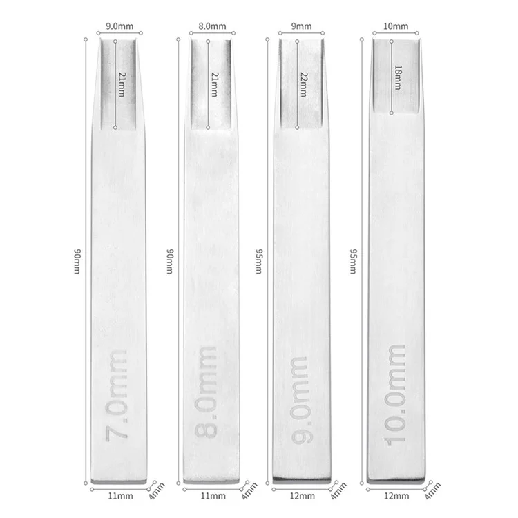 4Pcs / Set 7mm 8mm 9mm 10mm Leather Crafting Tools High Carbon Steel Weaving Cutter Leather Strips DIY Punch Tool