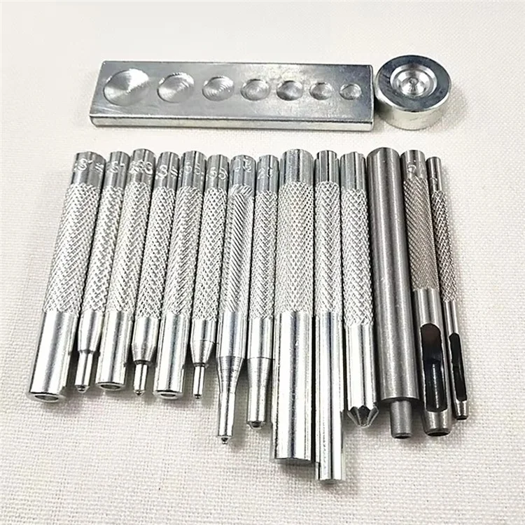 16Pcs / Set DIY Leather Craft Snap Fastener Rivet Metal Installation Tools for Sewing / Punching / Fixing