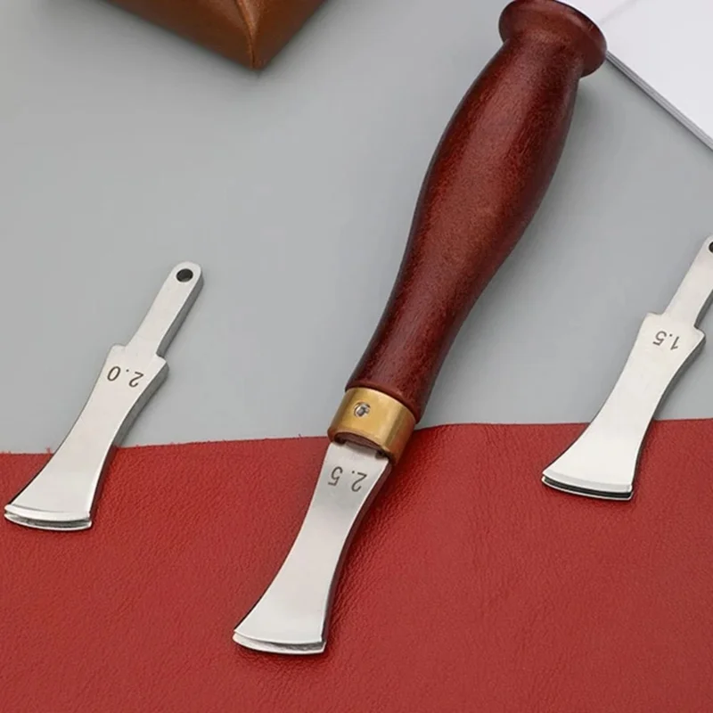 Coupe-bordures en cuir Outil de travail du cuir DIY avec 4 lames remplaçables
