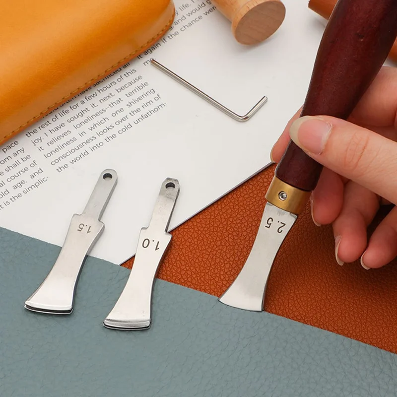 Coupe-bordures en cuir Outil de travail du cuir DIY avec 4 lames remplaçables