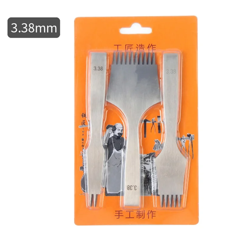 3Pcs DIY Leather Pricking Punch Tool Set 2 / 5 / 10 Tooth Tool Steel Chisel - 3.38mm