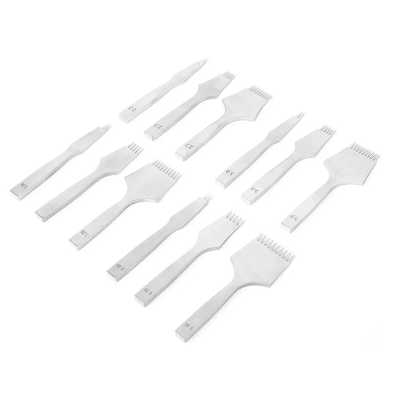 3Pcs DIY Leather Pricking Punch Tool Set 2 / 5 / 10 Tooth Tool Steel Chisel - 3.38mm