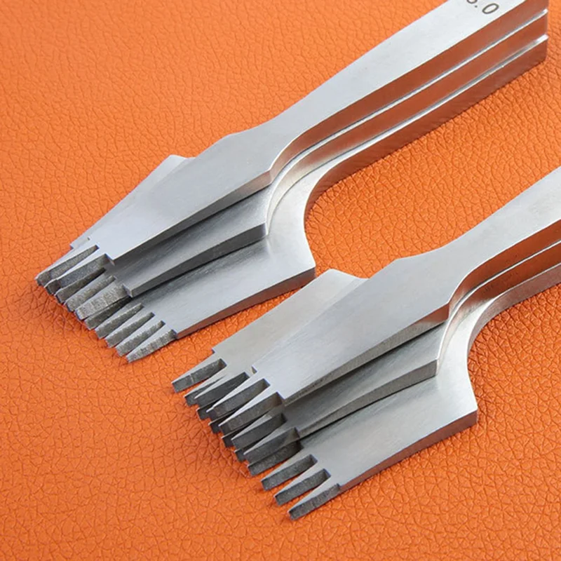 3Pcs DIY Leather Pricking Punch Tool Set 2 / 5 / 10 Tooth Tool Steel Chisel - 3.38mm