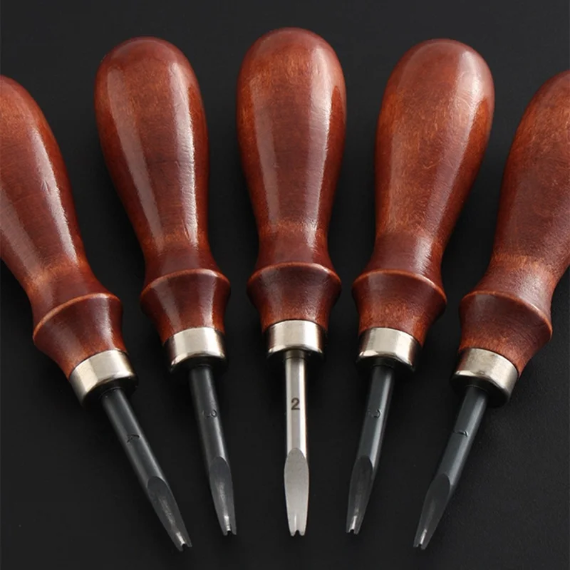 4Pcs Leather Edge Beveler Set High Carbon Steel DIY Vegetable Tanned Leather Skiving Tool