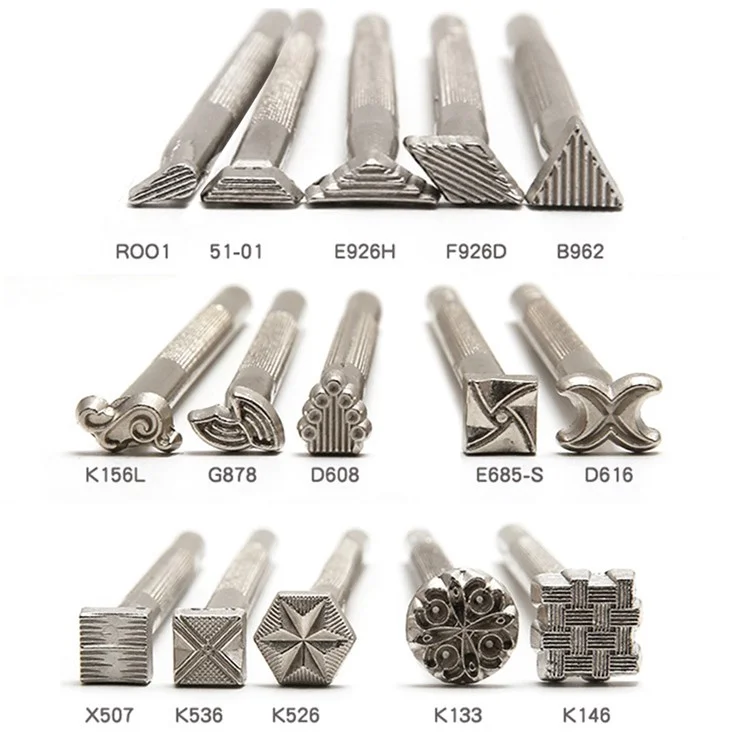 15-teiliges DIY Leder Stanzwerkzeug Set Edelstahl Lederbearbeitungs Präge- und Gravurwerkzeug Kit