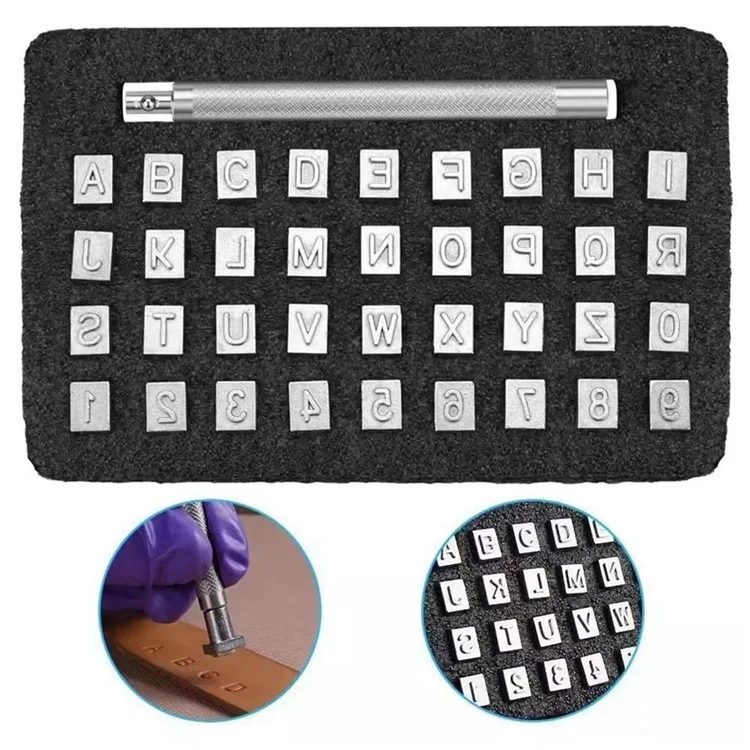 72Pcs Leather Crafting Alphabet Number Stamp Set Vegetable Tanned Leather Embossing Tool Kit