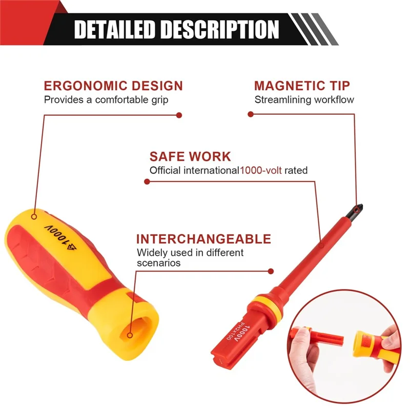 13Pcs Phillips Flathead Insulated Screwdriver Set High Voltage Electrician Tool Kit with Storage Case