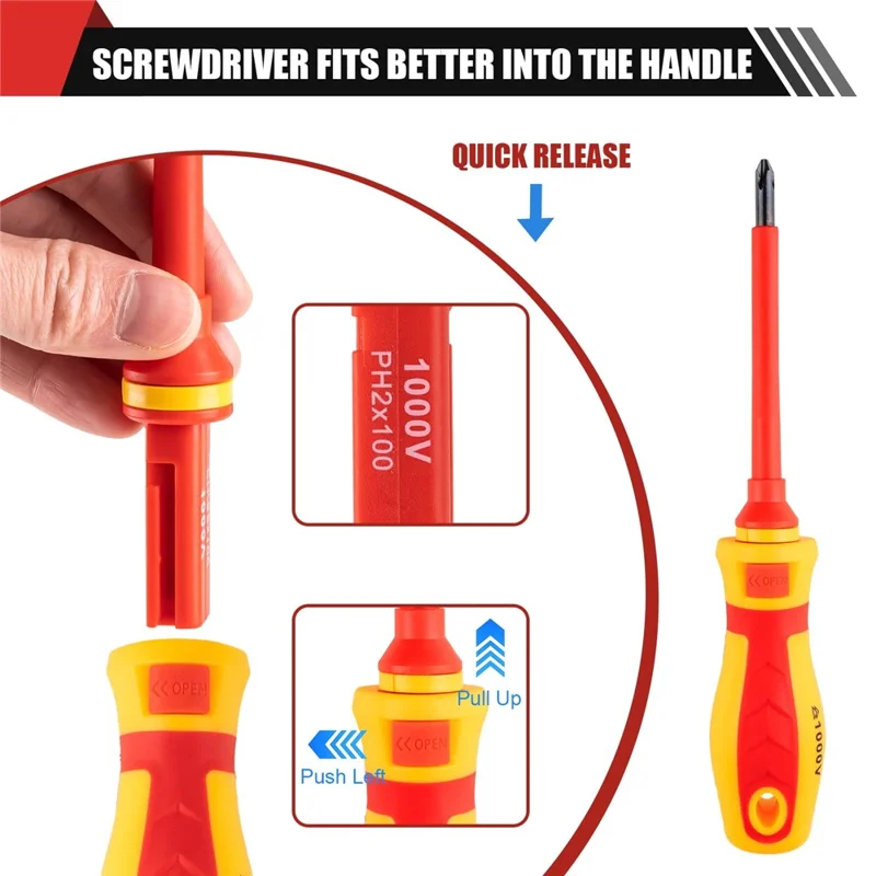 13Pcs Phillips Flathead Insulated Screwdriver Set High Voltage Electrician Tool Kit with Storage Case