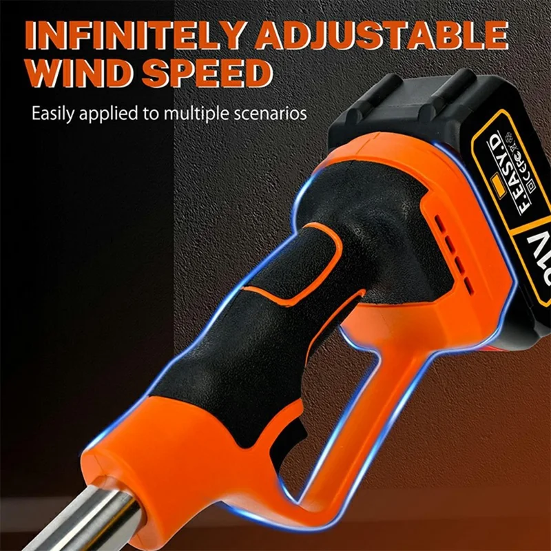 Foldable Cordless Leaf Blower High Power Electric Snow Dust Blower Handheld Fan for Garden / Outdoor Cleaning - Orange