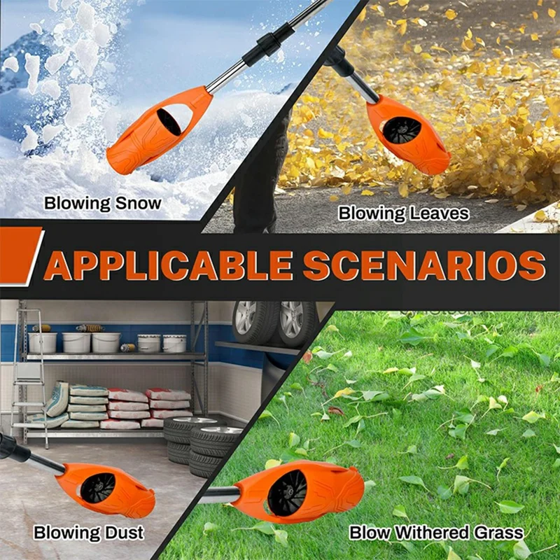 Foldable Cordless Leaf Blower High Power Electric Snow Dust Blower Handheld Fan for Garden / Outdoor Cleaning - Orange