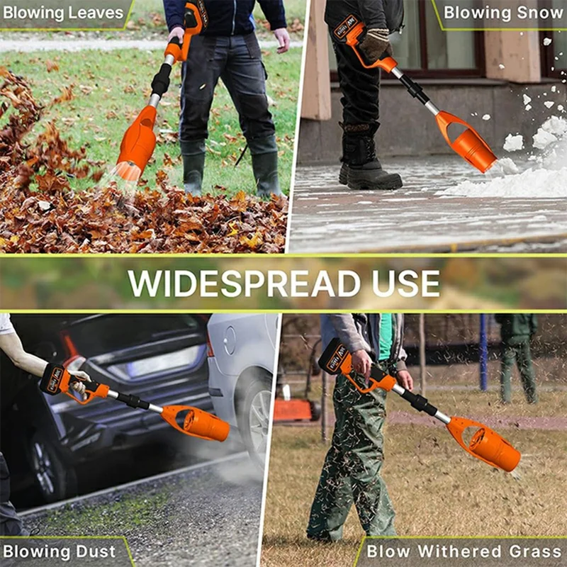 Foldable Cordless Leaf Blower High Power Electric Snow Dust Blower Handheld Fan for Garden / Outdoor Cleaning - Orange