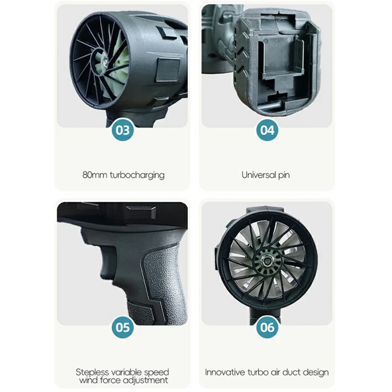 Violent Turbine Fan Blower High Speed Car Wash Machine Leaf Snow Blower with 2 Batteries