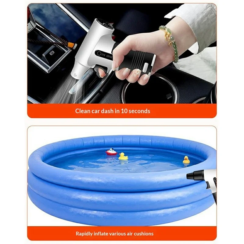 Handheld Turbo Fan Portable High-Speed Blower / Vacuum Cleaner Multi-Function for Car  /  Home  /  Outdoor - Grey