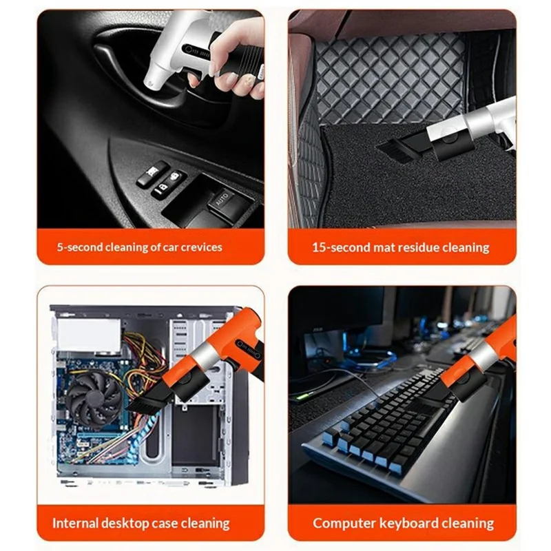 Handheld Turbo Fan Portable High-Speed Blower / Vacuum Cleaner Multi-Function for Car  /  Home  /  Outdoor - Grey