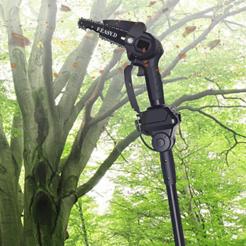 F.EASY.D High Branch Handheld Mini Electric Chainsaw Cordless Lithium-Ion Saw One-Handed with Removable Telescopic Pole for Orchard High Branch Pruning
