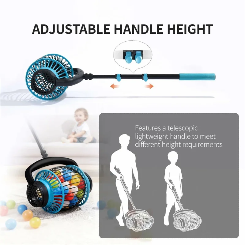 6L Large Capacity Nut Collector Rubber Roller Ergonomic Gathering Tool with Adjustable Aluminum Telescopic Pole for Nuts Soft Toy Balls