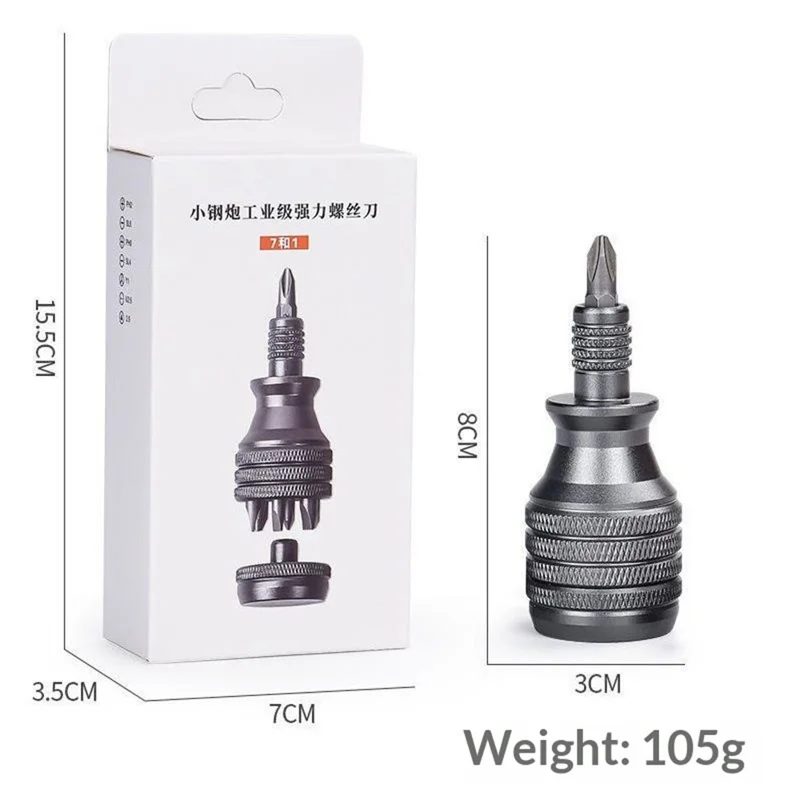 7 in 1 Aluminum Alloy Screwdriver Set Multifunctional Repair Tool Kit with 7 Bits for Home Appliance  /  Electronics  /  Furniture