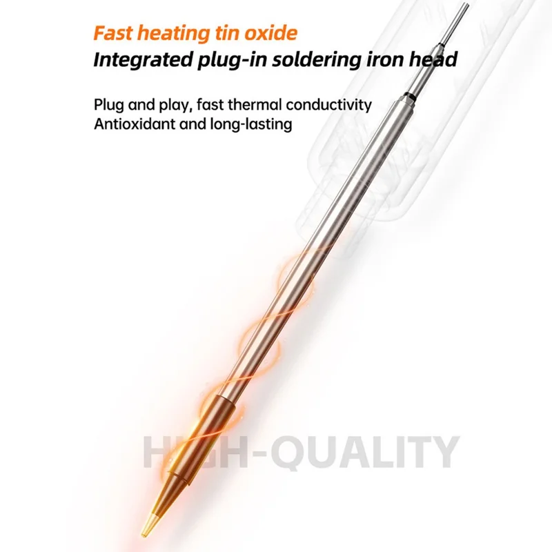 Kit de fer à souder rechargeable USB, fer à souder portable sans fil avec affichage numérique et contrôle de température - Orange