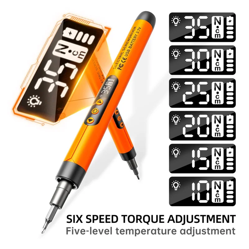 47 in 1 Electric Screwdriver Set Digital Display USB Rechargeable PC Phone Repair Tool Kit - Orange