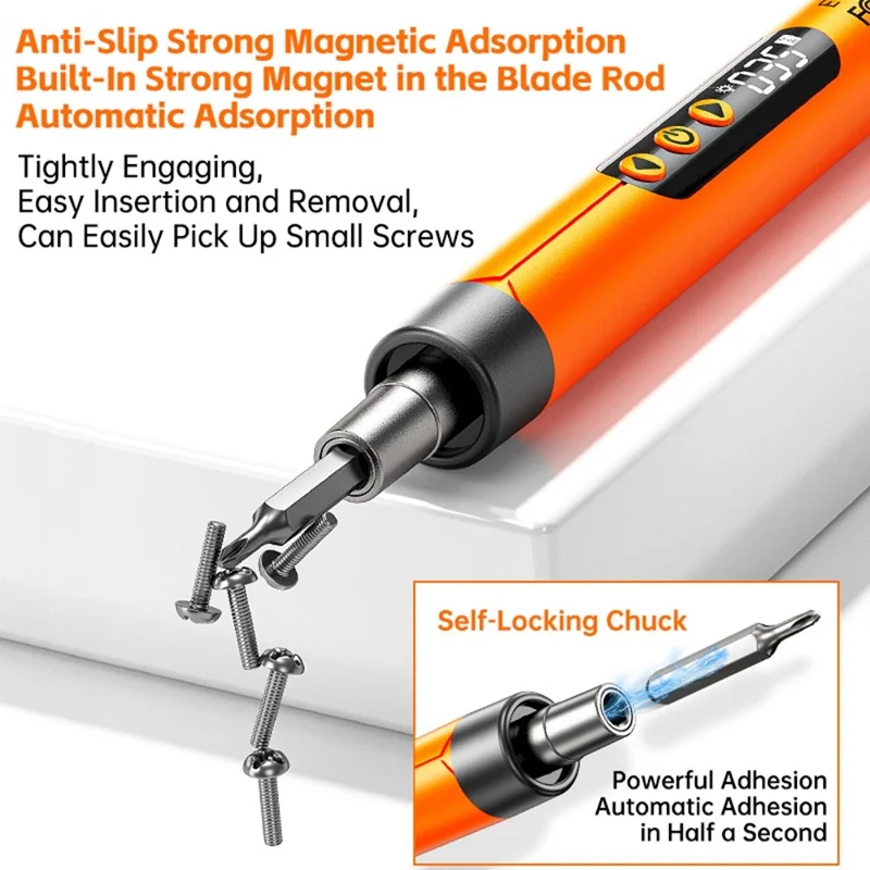 47 in 1 Electric Screwdriver Set Digital Display USB Rechargeable PC Phone Repair Tool Kit - Orange
