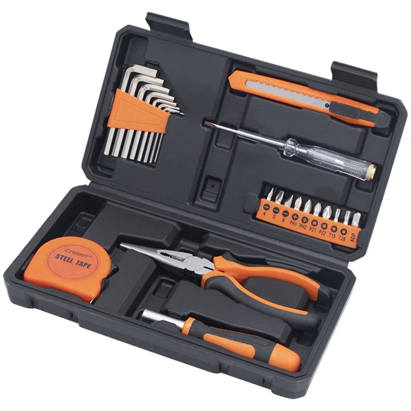CREST 23Pcs Household Tool Kit Set Screwdriver Repair Toolbox for Home Maintenance - Orange