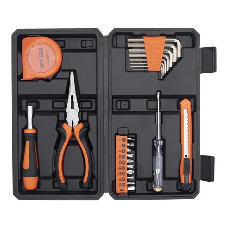 CREST 23Pcs Household Tool Kit Set Screwdriver Repair Toolbox for Home Maintenance - Orange