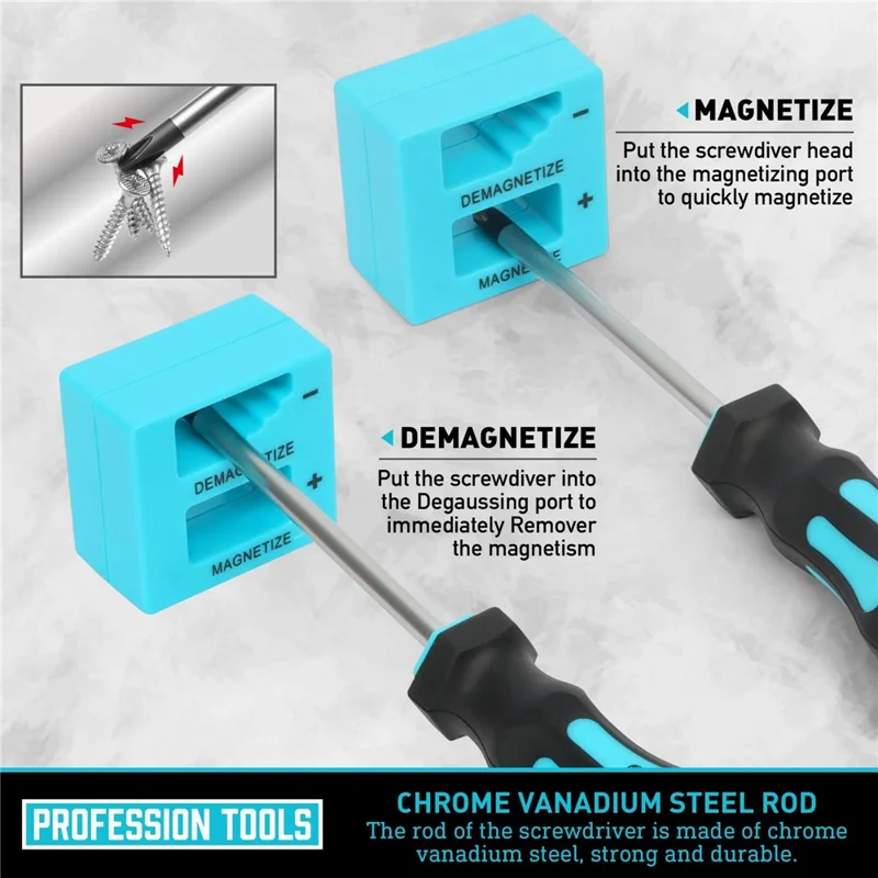 43-tlg. Magnet-Schraubendreher-Set aus Chrom-Vanadium-Stahl mit Aufbewahrungsbox für die Elektronikreparatur – Blau