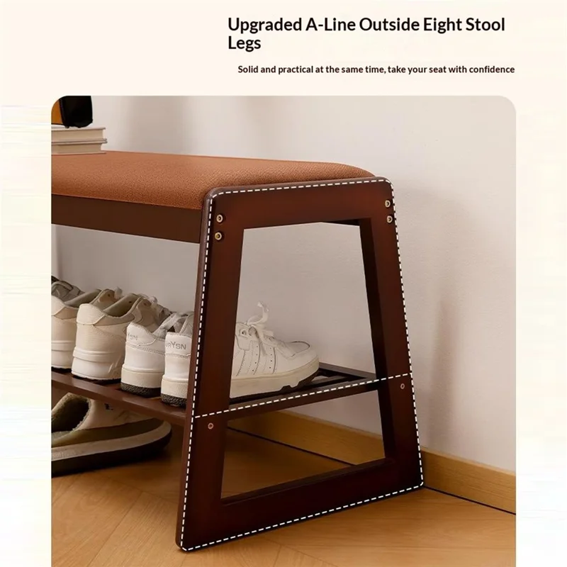 2595 Enkelt Lag 85x40x44 cm Bambus Skotagestol Opbevaringsbænk Skoreol Entréorganizer til Hjemmet - Teafarve