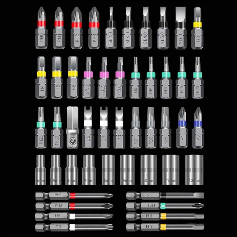 54 in 1 Magnetic Ratchet Screwdriver Set CRV / S2 Alloy Steel Bits with Sockets