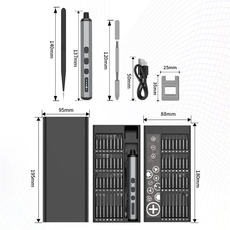 68 in 1 Electric Screwdriver LED Display 5-Speed Torque Magnetic Charging Precision Repair Tool for Phone Computer