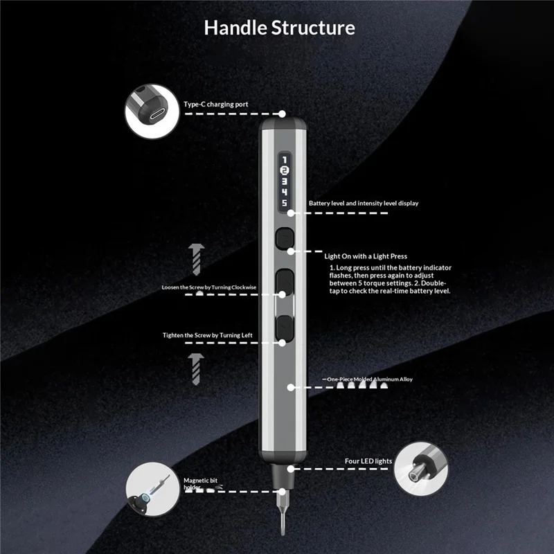 68 in 1 Electric Screwdriver LED Display 5-Speed Torque Magnetic Charging Precision Repair Tool for Phone Computer
