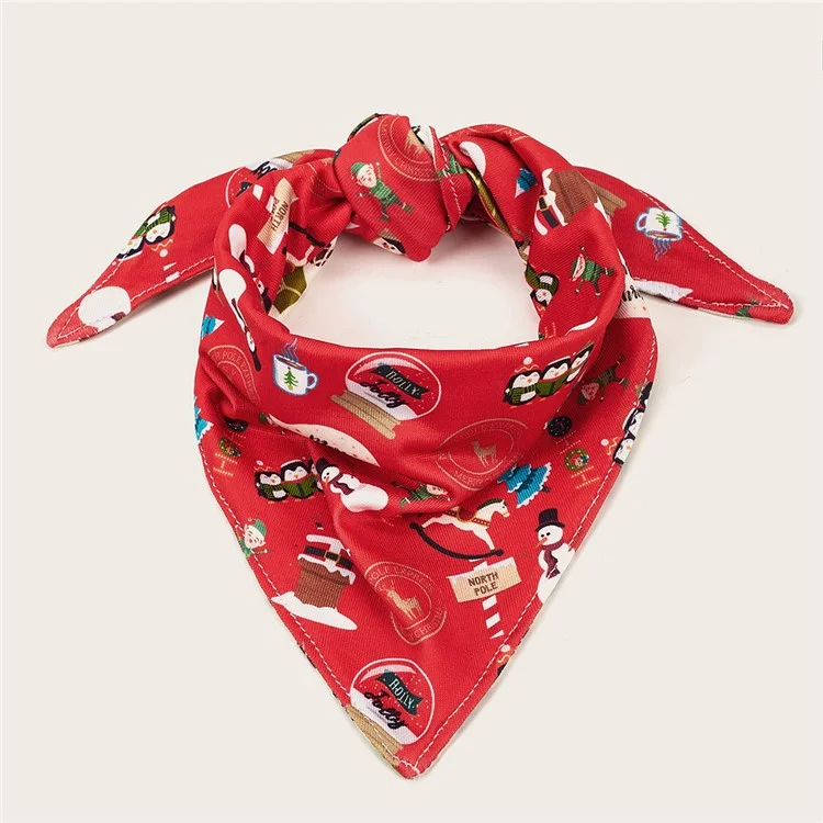 Christmas Dog Bandanas Pet Bib Bandanas Pet Scarf Washable Dog Bib Costume [Size: M/L] -  Red/Leaf