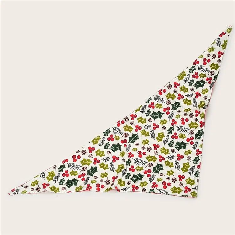 Christmas Dog Bandanas Pet Bib Bandanas Pet Scarf Washable Dog Bib Costume [Size: M/L] -  Red/Leaf