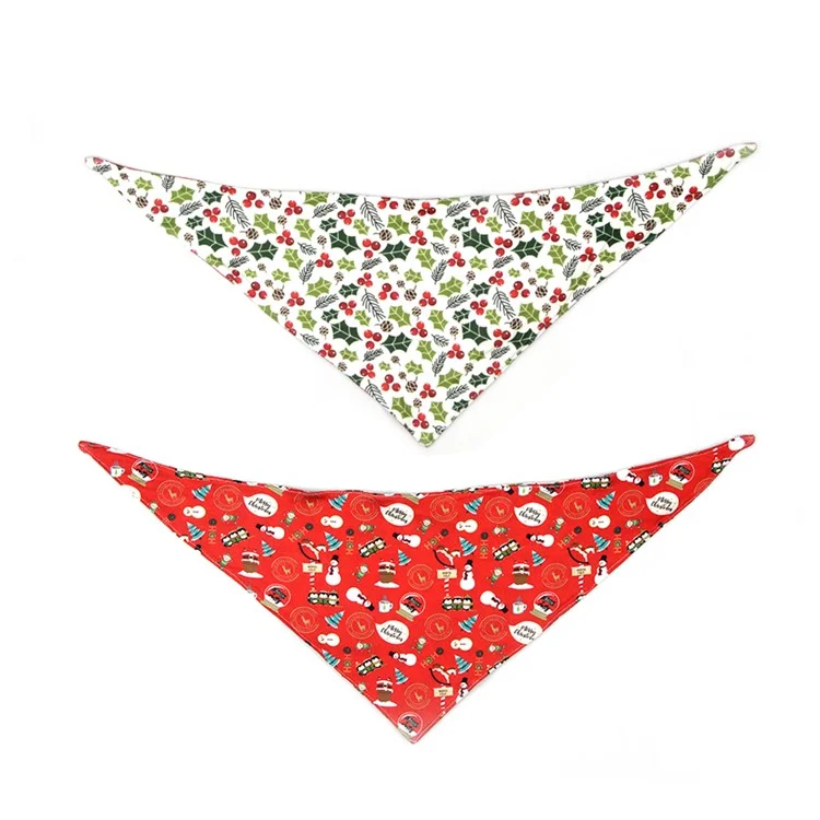 Christmas Dog Bandanas Pet Bib Bandanas Pet Scarf Washable Dog Bib Costume [Size: M/L] -  Red/Leaf