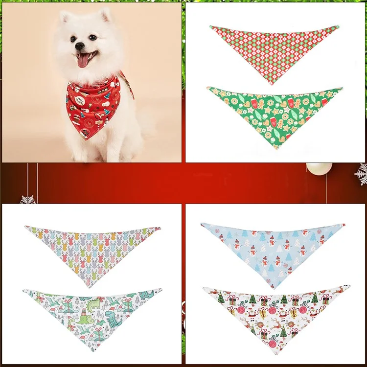 Christmas Dog Bandanas Pet Bib Bandanas Pet Scarf Washable Dog Bib Costume [Size: M/L] -  Red/Leaf
