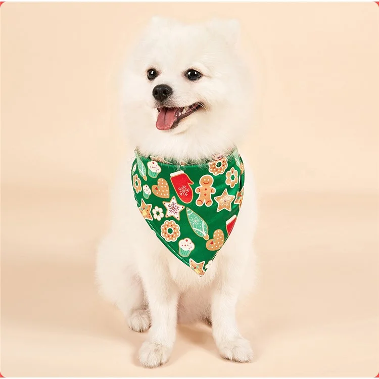 Christmas Dog Bandanas Pet Bib Bandanas Pet Scarf Washable Dog Bib Costume [Size: M/L] - Biscuit