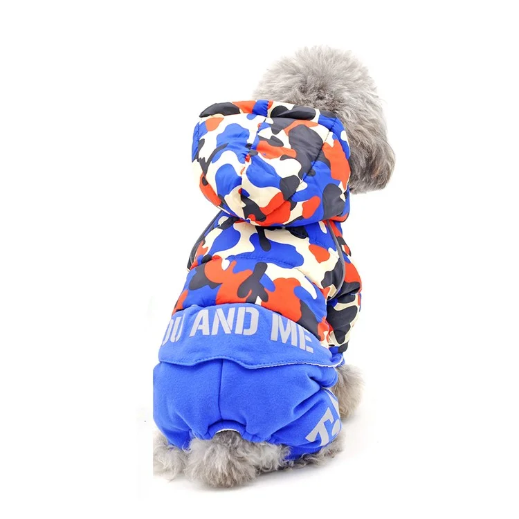 TG-CL062 Camouflage Splicing Pet Dog Hoodie Coat Waterproof Winter Puppy Costumes - Blue/Size 14